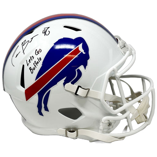 Christian Benford Signed Buffalo Bills Full Size 2021 Speed Replica Helmet with Let's Go Buffalo Signed Full Size Helmets TSE Buffalo 