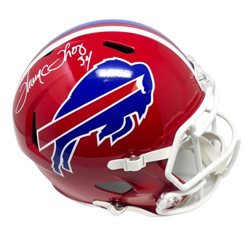 Thurman Thomas Signed Buffalo Bills Full Size Red TB Replica Helmet Signed Helmets TSE Buffalo 