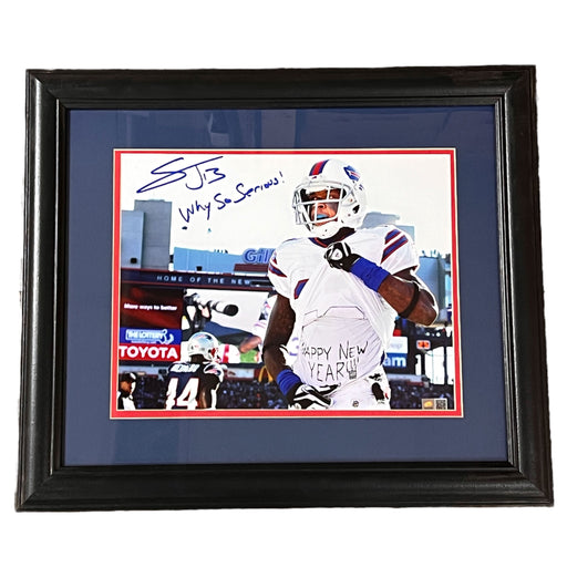 Stevie Johnson Signed Happy New Year 11x14 Photo with "Why So Serious" - Professionally Framed Signed Photos TSE Framed 