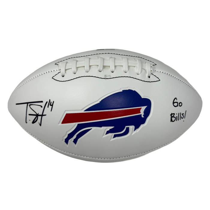 Tyrell Shavers Signed Buffalo Bills White Logo Football with "Go Bills"