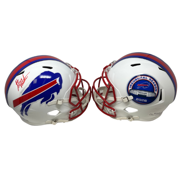 Steve Tasker Signed TSE Exclusive Riddell Inaugural Buffalo Bills White Full Size Speed Replica Helmet with "Built By Legends"