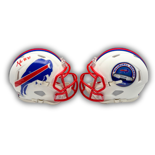 Davison Igbinosun Signed TSE Exclusive Riddell Inaugural Buffalo Bills White Speed Mini Helmet