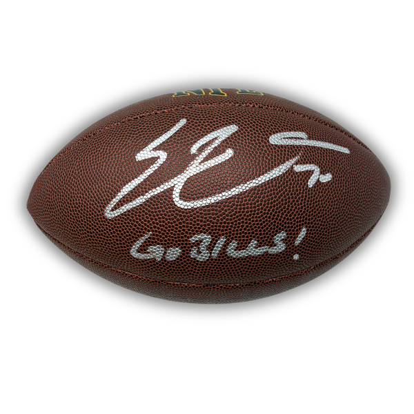 Eric Wood Signed Wilson Replica Football with "Go Bills"