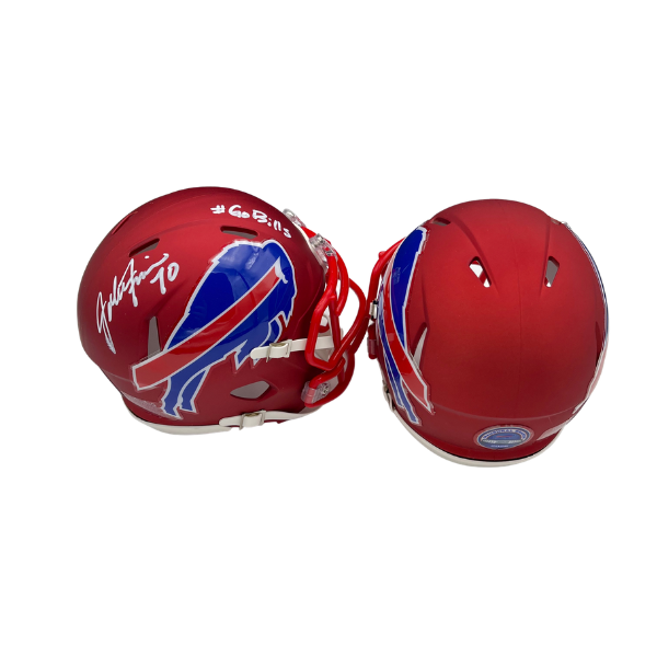 John Fina Signed TSE Exclusive Riddell Inaugural Buffalo Bills Red Speed Mini Helmet "Go Bills"