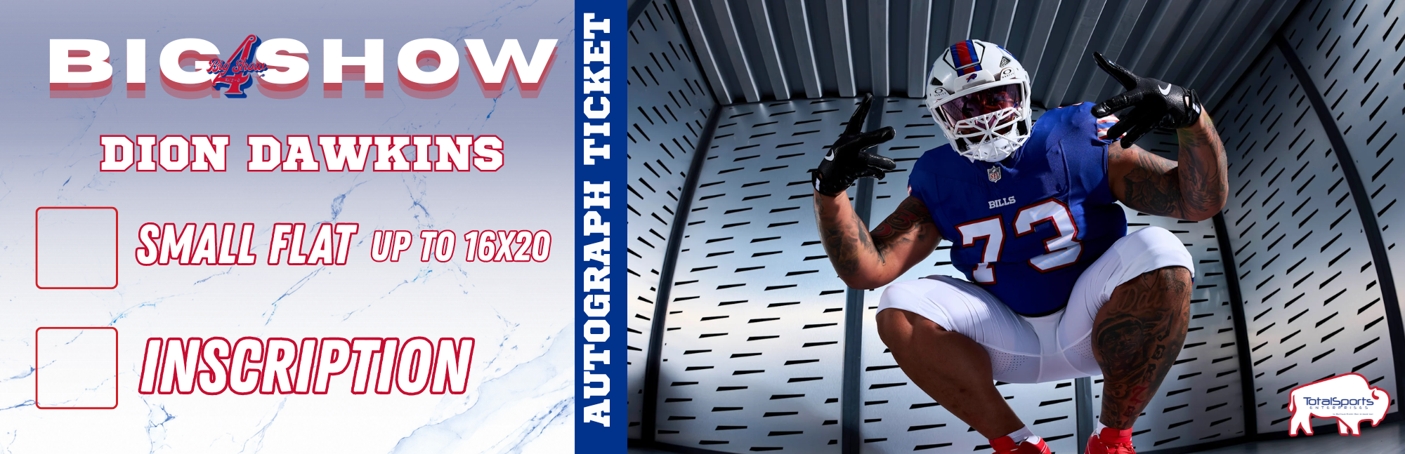AUTOGRAPH TICKET: Get Your Flat (up to 16x20) or Mini Helmet Signed in Person by Dion Dawkins