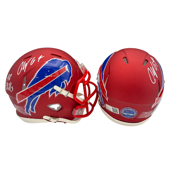 O'Cyrus Torrence Signed TSE Exclusive Riddell Inaugural Buffalo Bills Red Speed Mini Helmet with "Go Bills"