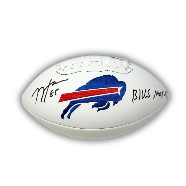 Jackson Hawes Signed Buffalo Bills White Logo Football with "Bills Mafia"