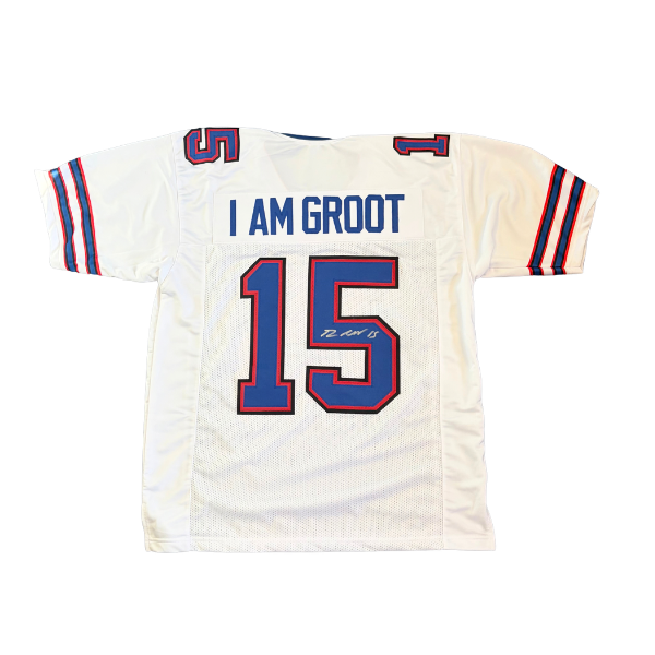 Greg Rousseau Signed Pro Style I Am Groot White Football Jersey #15