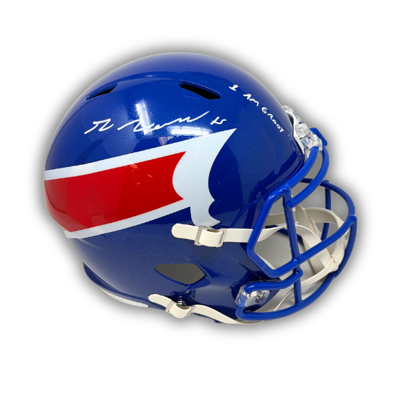 Greg Rousseau Signed Buffalo Bills Nickel City Alternate Speed Full Size Replica Helmet with "I am Groot"