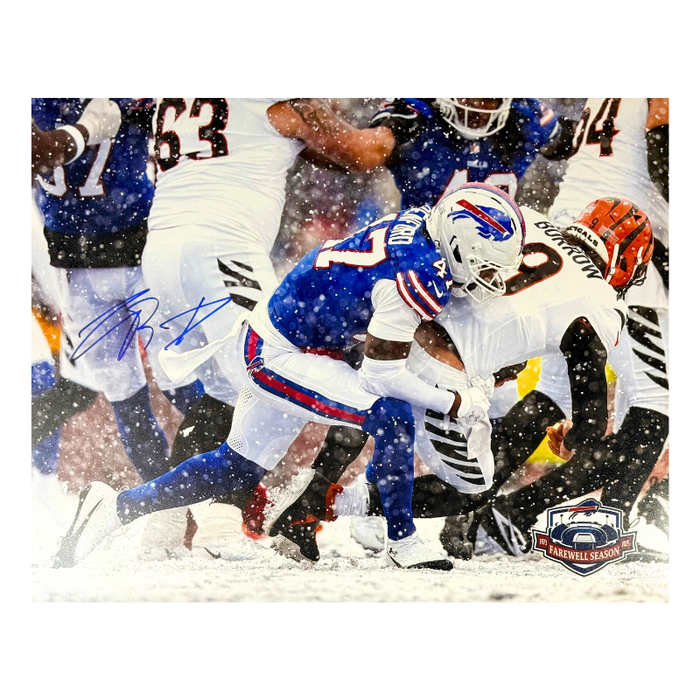 Christian Benford Signed Sacking Joe Burrow Photo