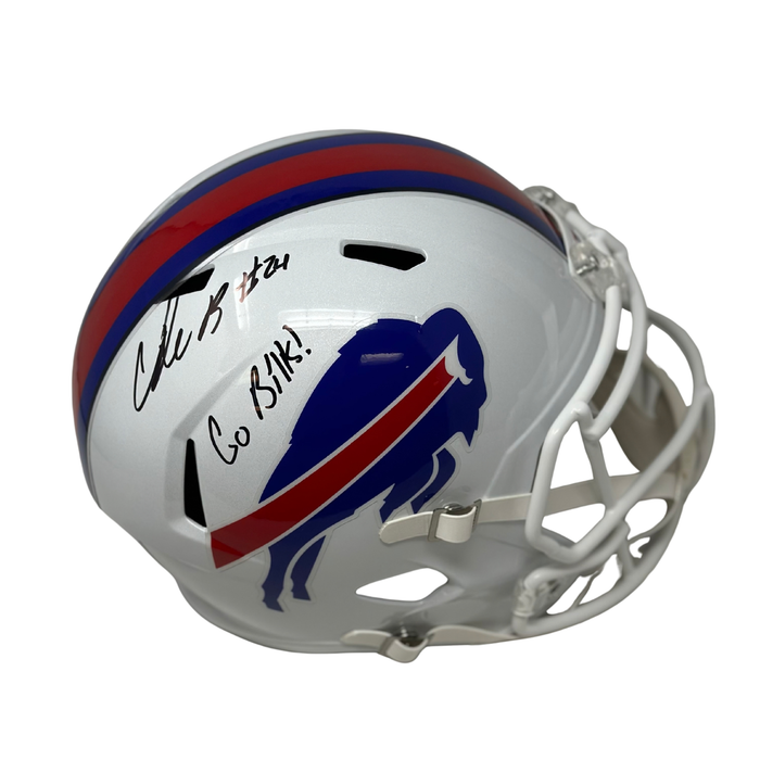 Cole Bishop Signed Buffalo Bills Full Size 2021 Speed Replica Helmet with "Go Bills"