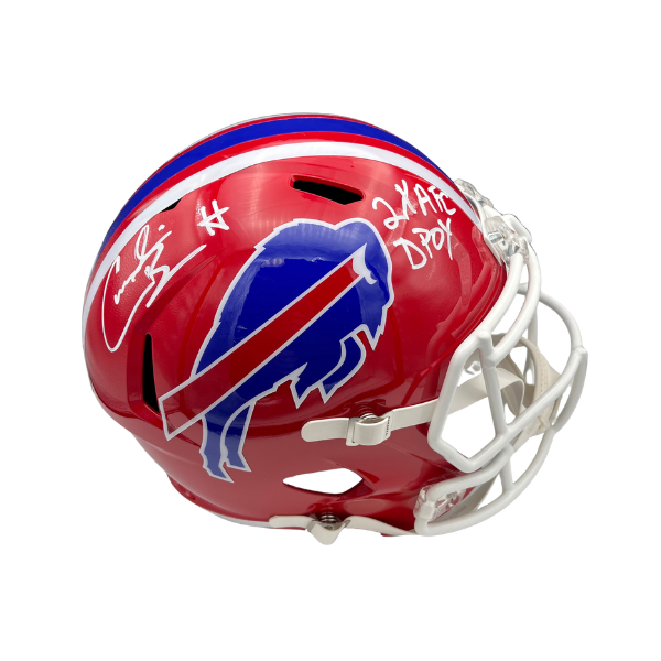 Cornelius Bennett Signed Signed Buffalo Bills Full Size Red Throwback Speed Replica Helmet with "2X AFC DPOY"