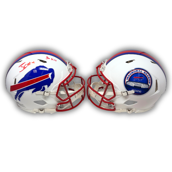 James Cook Signed TSE Exclusive Riddell Inaugural Buffalo Bills Full Size White Speed Authentic Helmet with "Go Bills"