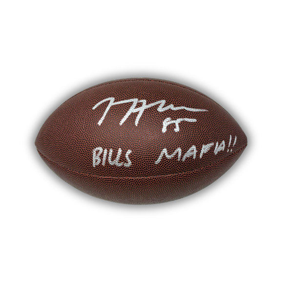 Jackson Hawes Signed Wilson Replica Football with "Bills Mafia"