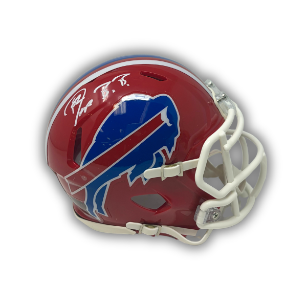 Don Beebe Signed Buffalo Bills Red Throwback Speed Mini Helmet