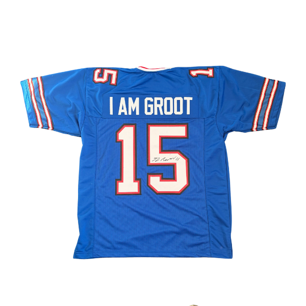 Greg Rousseau Signed Pro Style I Am Groot Blue Football Jersey #15