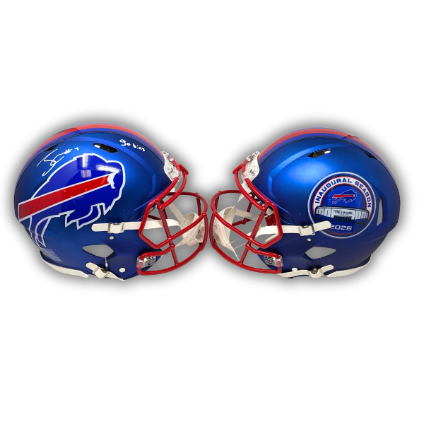 James Cook Signed TSE Exclusive Riddell Inaugural Buffalo Bills Full Size Blue Speed Authentic Helmet with "Go Bills"