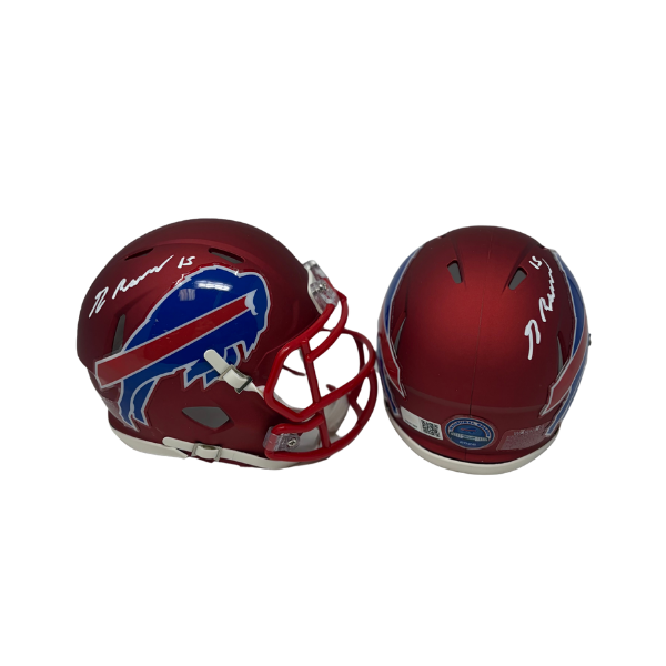 Greg Rousseau Signed TSE Exclusive Riddell Inaugural Buffalo Bills Red Speed Mini Helmet