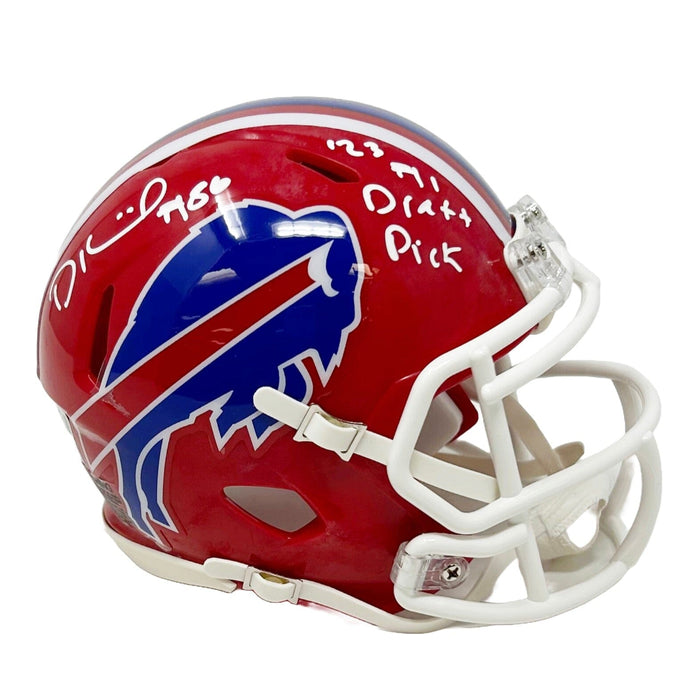 Dalton Kincaid Autographed Draft Inscription Mini Helmet Signed Mini Helmets TSE Buffalo Red Throwback Speed 