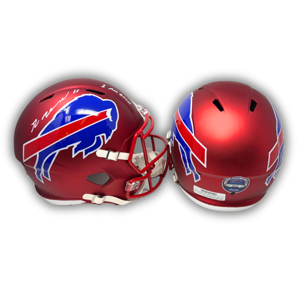 Greg Rousseau Signed TSE Exclusive Riddell Inaugural Buffalo Bills Full Size Red Speed Replica Helmet with "I Am Groot"