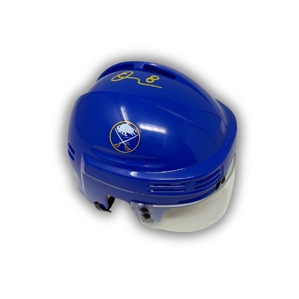 Olen Zellweger Signed Buffalo Sabres Blue Hockey Mini Helmet