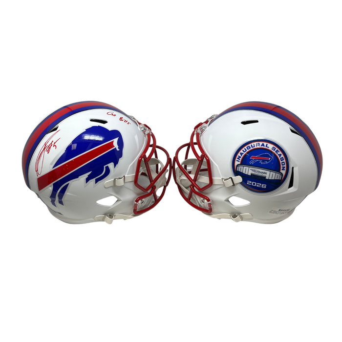 Joshua Palmer Signed TSE Exclusive Riddell Inaugural Buffalo Bills Full Size White Speed Replica Helmet with "Go Bills"