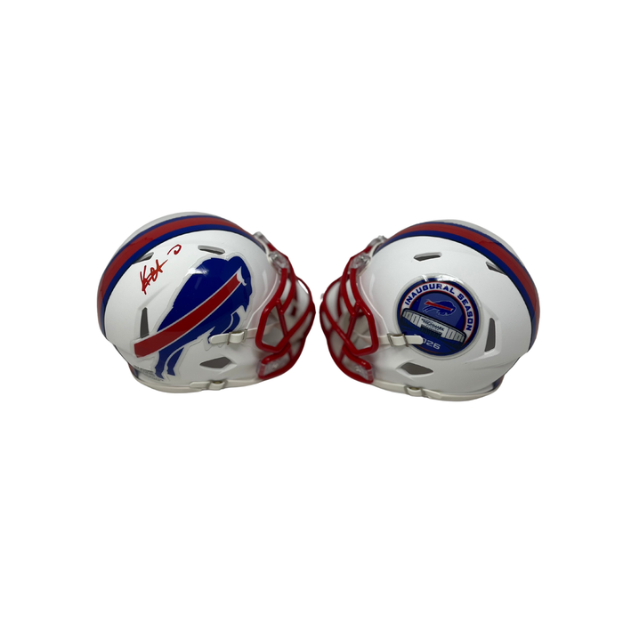 Keon Coleman Signed TSE Exclusive Riddell Inaugural Buffalo Bills White Speed Mini Helmet