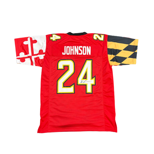 Ty Johnson Signed Pro-Style Red College Football Jersey