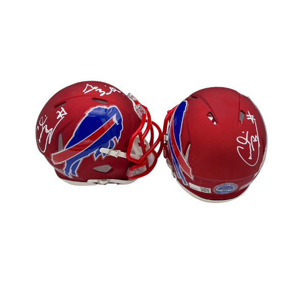 Cornelius Bennett Signed TSE Exclusive Riddell Inaugural Buffalo Bills Red Speed Mini Helmet "Go Bills"