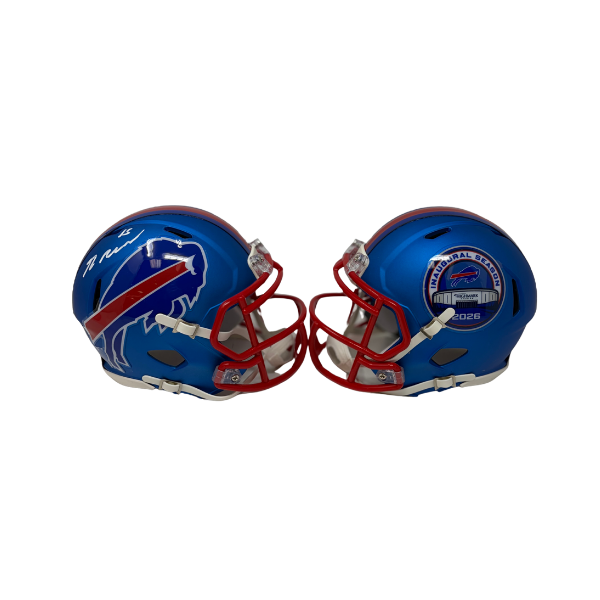 Greg Rousseau Signed TSE Exclusive Riddell Inaugural Buffalo Bills Blue Speed Mini Helmet