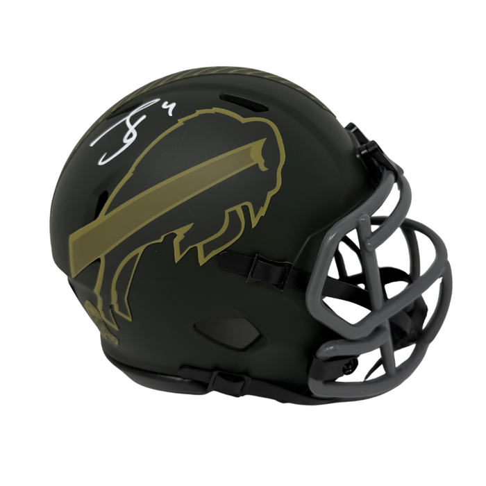 James Cook Signed Buffalo Bills 2025 Salute to Service Speed Mini Helmet