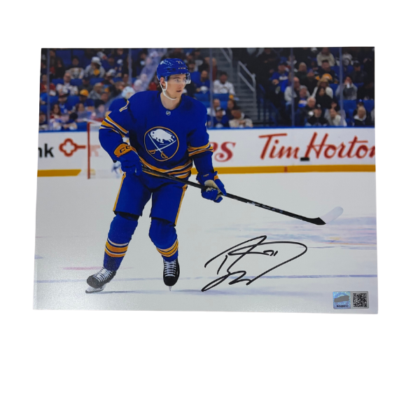 Ryan McLeod Signed Skating in Blue Jersey Photo