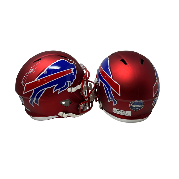 Joshua Palmer Signed TSE Exclusive Riddell Inaugural Buffalo Bills Full Size Red Speed Replica Helmet with "Go Bills"