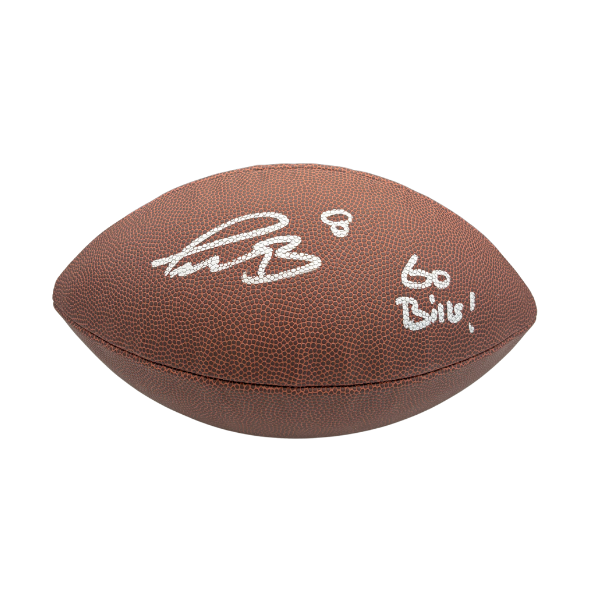 Terrel Bernard Signed Wilson Replica Football with "Go Bills"