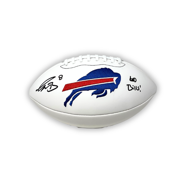 Terrel Bernard Signed Buffalo Bills White Logo Football with "Go Bills"
