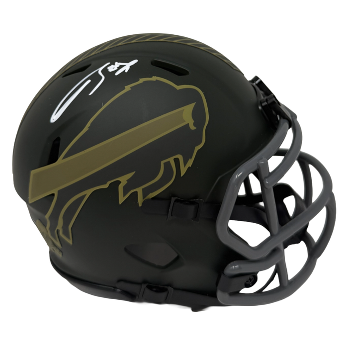 Spencer Brown Signed Buffalo Bills 2025 Salute to Service Speed Mini Helmet