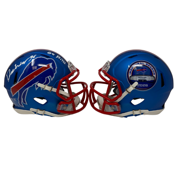 Deone Walker Signed TSE Exclusive Riddell Inaugural Buffalo Bills Blue Speed Mini Helmet with "Go Bills"