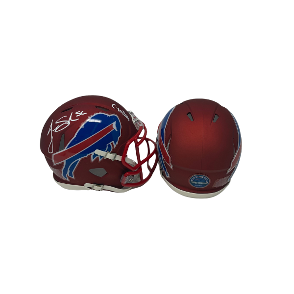 Javon Solomon Signed TSE Exclusive Riddell Inaugural Buffalo Bills Red Speed Mini Helmet with "Go Bills"