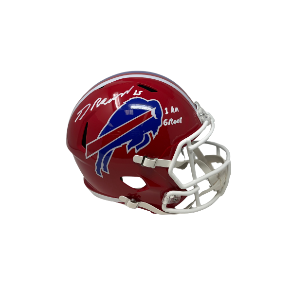 Greg Rousseau Signed Buffalo Bills Full Size Red Throwback Speed Replica Helmet with "Bills Mafia"