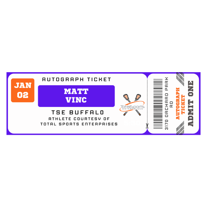 AUTOGRAPH TICKET: Get Any Item of Yours Signed in Person by Matt Vinc