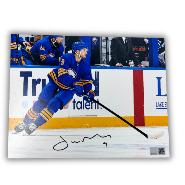 Josh Norris Signed Skating with Puck in Blue Jersey Photo