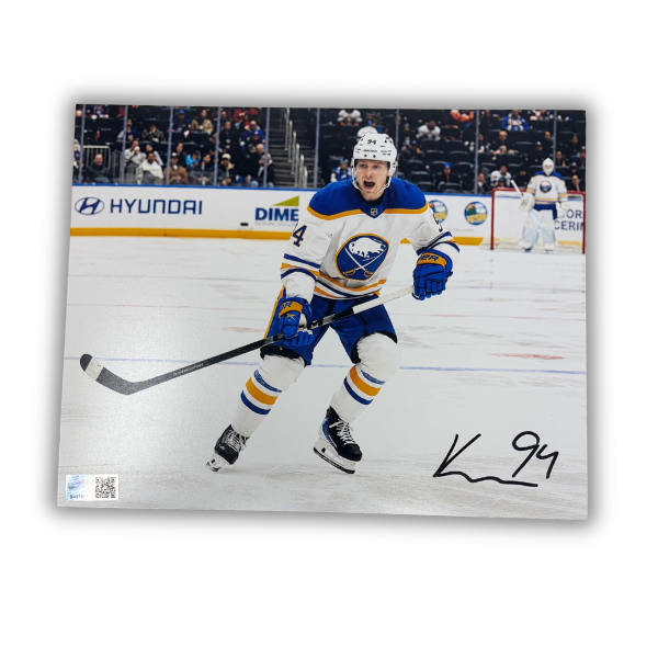 Konsta Helenius Signed Mouth Open in Skating in Away Jersey Photo