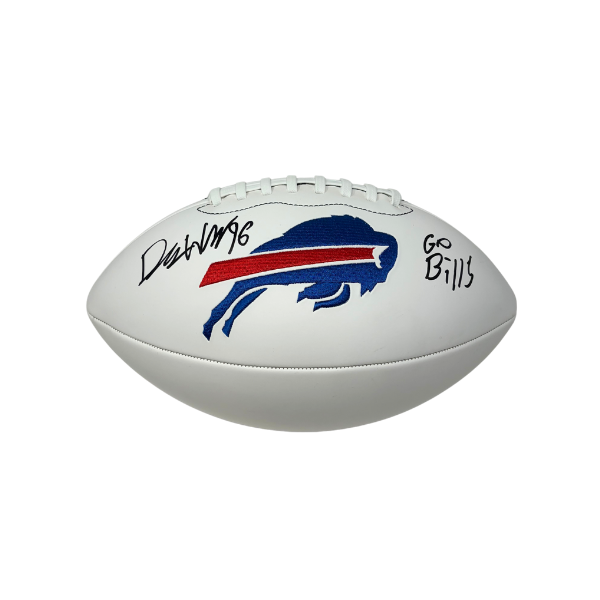 Deone Walker Signed Buffalo Bills White Logo Football with “Go Bills"