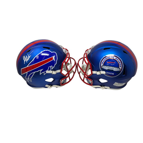 Steve Tasker Signed TSE Exclusive Riddell Inaugural Buffalo Bills Full Size Blue Speed Replica Helmet with "Built By Legends"