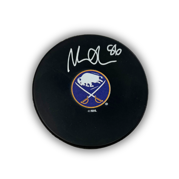 Noah Ostlund Signed Buffalo Sabres Small Logo Hockey Puck