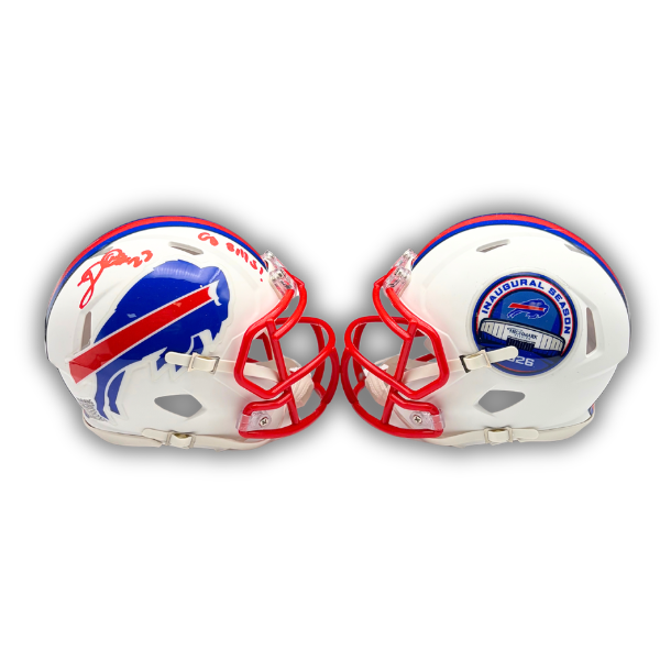 Dee Alford Signed TSE Exclusive Riddell Inaugural Buffalo Bills White Speed Mini Helmet with "Go Bills"