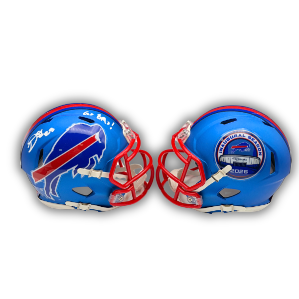 Dee Alford Signed TSE Exclusive Riddell Inaugural Buffalo Bills Blue Speed Mini Helmet with "Go Bills"