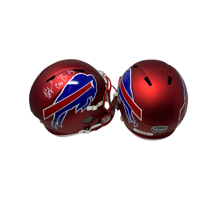 Keon Coleman Signed TSE Exclusive Riddell Inaugural Buffalo Bills Full Size Red Speed Replica Helmet with "Go Bills"