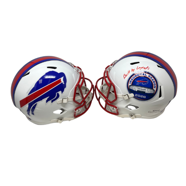 Steve Tasker Signed TSE Exclusive Riddell Inaugural Buffalo Bills White Full Size Speed Replica Helmet with "Built By Legends"