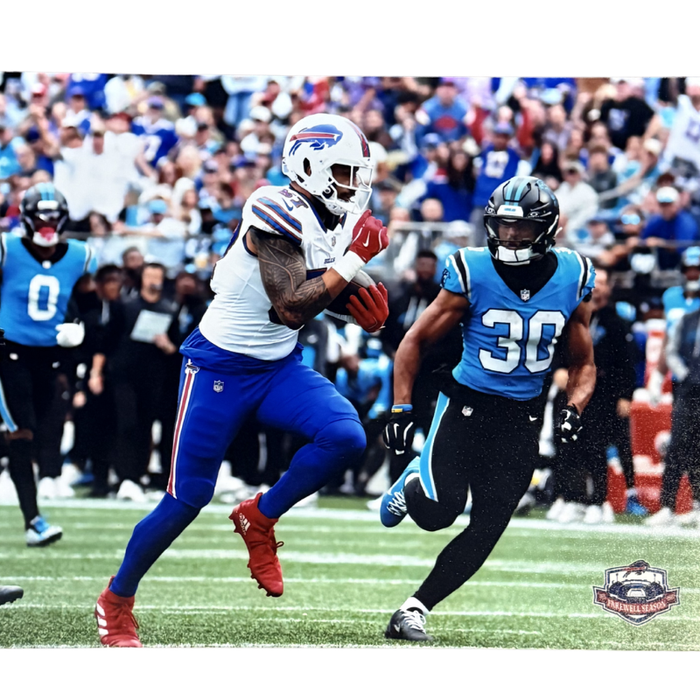 AJ Epenesa Unsigned Running with Ball vs. Panthers 8x10 Photo